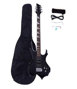 Novice Flame Shaped Electric Guitar Kit 6 Strings Pickup Bag Strap Paddle Wrench Tool 2 Colors Ship from USA7096288