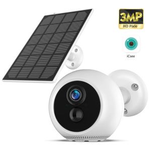 Intercom Беспроводная IP -камера 3MP HD встроенная аккумуляторная батарея Wi -Fi Камера на открытом воздухе. Видеоселение Pir Alarm Icsee Icsee