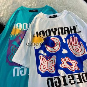 Herren-T-Shirts Sommer T-Shirt American Tide Brand Spaß Spaß beim Drucken loser kurzärmeliger Männer und Frauen Cartoon Rund Hals Top Harajuku H240407