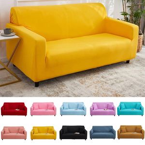 Chair Covers Yellow Elastic Solid Color Armchair Cover Sofa All-inclusive Couch 1 2 3 Seater Protection Extensible For Home