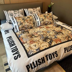 2022 Summer New Pure Bed Sheet Four Piece Set Bedding Supplies Light Style All Cotton Twill Duvet Cover Cartoon