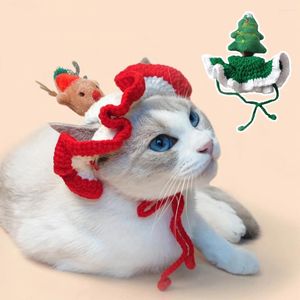 Abbigliamento per cani carino albero di Natale copia pet bonifano cappello all'uncinetto di lana cappelli in tessuto a mano Accessori festivi regolabili