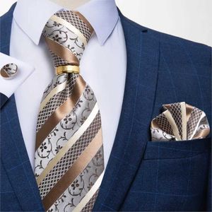 Krawaty szyi Dibange designer męski dekolt kwiat Paisley jedwabny krawat kieszonkowy kwadratowe spinki do mankietów nakręcenie