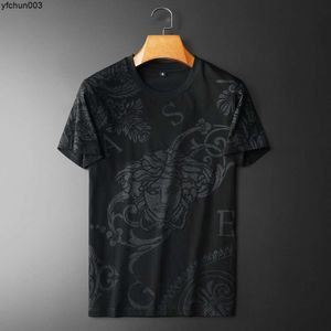 Sommer Neue Modemarke Casual Slim Fit Round Hals kurzärmeliges T-Shirt großer hochwertiger Druckboden U1CE