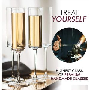 Andra dricker Akrylstamade Champagne Flutes Unbreaktable Plastic Glasses Återanvändbara vin Toasting Crystal Disposable Cocktail Cups F DHPCS