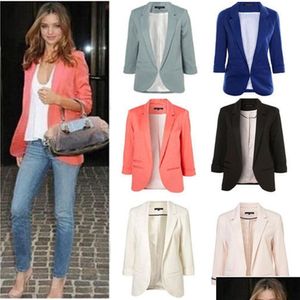 Women'S Suits & Blazers Spring Casual Slim Female Blazer Top Plus Size Women Eleblazers And Jackets Office Lady Work Wear Drop Delive Dho53