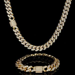 2024 Hot Sale Hip Hop Jewelry 12mm White Gold Plated Iced Out Cuban Link CZ Prong Chain Necklace Diamond