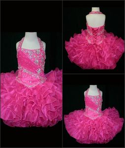 2015 Custom Made Halter Top Little Rosie Cupcake Girl039S Vestidos de concurso adorável Rosie Pink Glitz Party Girl039S6286555