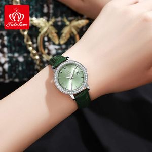 Fate Love 2023 New Full Diamond Luxury Women's Fashion Calendar Night Light Waterproof Belt Quartz Watch