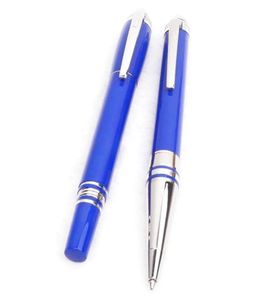 PURE PEARL Blue crystal head Luxury ballBallpoint pen top Quality Classic resin Barrel with Serial Number Writing smoth SupplieG7508065