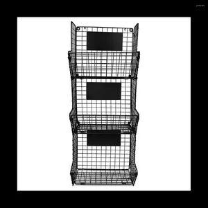 Kitchen Storage Simple Wrought Iron Fruit Basket Multi-Layer Diagonal Blue Shelf Living Room Black Grid Racks.