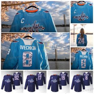 8 Alex Ovechkin Capital 2024 Cherry Blossom Jersey Shohei Ohtani Washington T.J.Oshie Shohei Ohtani Tom Wilson John Carlson Conor Sheary Craig