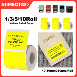 Paper Niimbot B21 B3S B1 B203サーマルラベル衣類価格食品自己肥大タグ防水紙黄色のステッカー40x30mmプリンター用