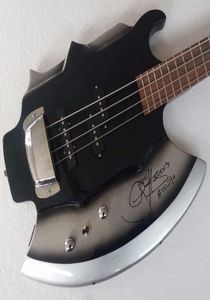 Редкий Xort Gene Simmons Axe Signature Guitar Black Sliver 4 Strings Electric Bass Guitar Precision Precision Bass Neck Pickup Chrome Bridg9262480