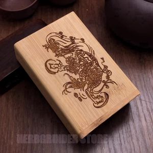 COOL More Patterns Natural Wood Cigarette Cases Dry Herb Tobacco Holder Stash Case Storage Box Portable Magnet Sliding Cover Smoking Wooden Container DHL