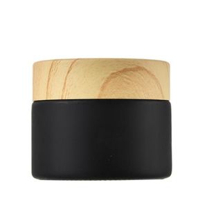 Schwarze gefrostete Gläser Kosmetikgläser mit Holzgräber -Plastikdeckel PP Liner 5G 10 g 15g 20g 30 50 g Lippenbalsam Creme Container8877507