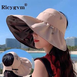 Wide Brim Hats Bucket Hats Womens Summer Sun Hat Black Vinyl UV Protection Womens Hat Big Brim Empty Womens Sun Hat Outdoor Beach Travel Sun Hat Q240403