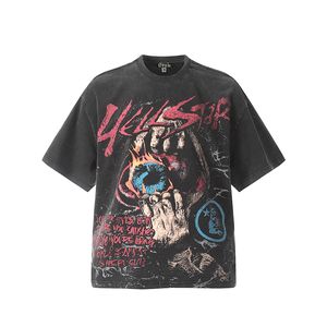 Sommer Übergröße USA 24SS Offen Ihre Augen gewaschen Vintage T -Shirt Mode Herren Kurzarm Skateboard T -Shirt Frauen Kleidung Freizeit Baumwolle T -Shirts 0407