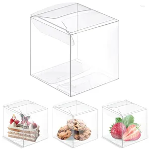 Presentförpackning 50/100 st 5x5x5cm transparent plastlåda fyrkantiga pvc lådor godis choklad kex förpackning bröllop parti