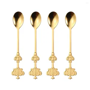 Kahve Kepçeleri 4 PCS Crown Spoon Cake Duş Hediyeleri Konuklar için Paslanmaz Çelik Kaşık Çay Meze Karıştırma