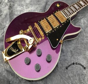 China Electric Guitar OEM Shop Electric Guitar Brilliant Purple Metal Color Three Pickup Big Jazz Vibrato System4710437