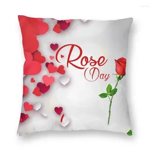 Pillow Pillow Rose Day Cover Decoration 3D Impressão de dupla face Saudações dos namorados para sofá