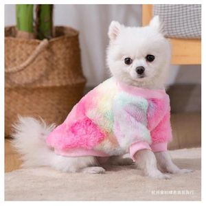 Dog Apparel Clothes Autumn Winter Seven Color Tie-Dye Thin Fleece Sweater Wool Teddy Bichon Small Pet Clothing