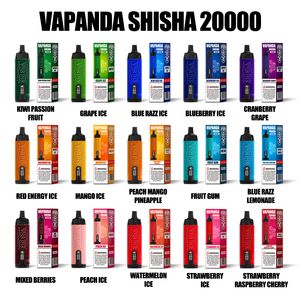 UE Warehouse VP Shisha 20000 Puff 20k Vaper descartável e cigarro com tela LED Câmera de selvagem 18000 Pufos 18k Fluxo de ar ajustável Al Fakher 15k 12k 16k 13k