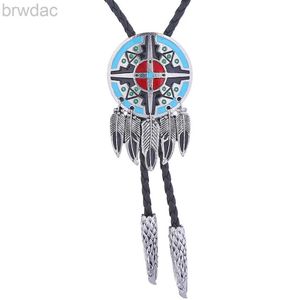 Bolo Ties New Indian Feather Totem Eagle Pendant Bolo Tie 240407