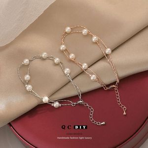 Small High-End Pearl For Women In South Korea, Simple And Versatile, Personalized Titanium Steel, Non Fading Multi-Layer Bracelet Accessories