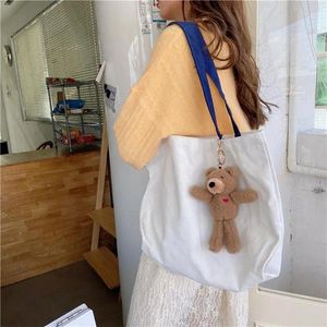 Bag Fashion Girls Student Book Handbags Large Capacity Women Canvas Shoulder Solid Color Casual Tote Ladies Shopping