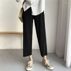 Women's Pants 2024 Summer Fashion Thin Straight Casual Female Ice Silk Wide-leg Ladies Solid Color Loose Trousers N75