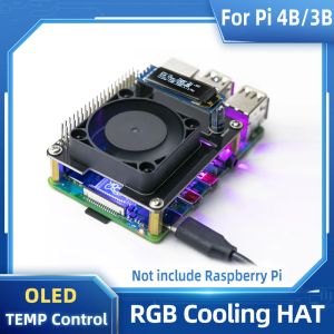 Mice Raspberry Pi Fan Intelligent Temperature Control Programmable Fan Olcd Display Expension Board for Raspberry Pi 4 Model B 3b+ 3b