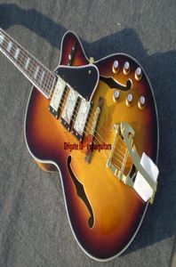 Пользовательский магазин Honey Burst Hollow 3 пикапы L5 Jazz Electric Guitar Gold оборудование Китайская гитарная фабрика цельно из China6307954