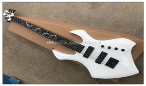 White body 5 strings Electric Bass Guitar with Colorful Pearl Snake PatternBlack hardware2 pickupsRosewood fingerboardoffer cu6136179