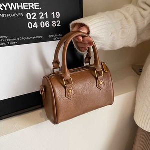 Evening Boston Bags Korean Version of High-end Handbag Female Niche Versatile One Shoulder Diagonal Cross Cylinder Bag Pillow Handheld