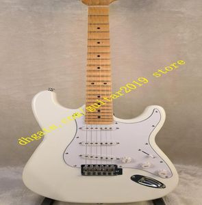 White Electric Guitar with Pickguard SSS Pickups Maple Scalloped fretboard Neck with basswood body Chrome Hardwares7378461