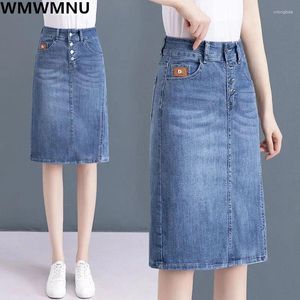 Skirts Oversize 5XL Straight Split Denim Causal A-Line Women Vintage Streetwear Faldas Summer Fashion Elegant Jean Skirt