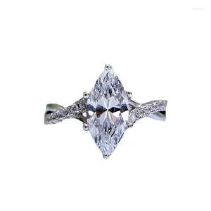 Pierścienie klastrowe Springlady 925 Sterling Silver 6 12 mm markizowy Cut Symulowany Moissanite Diamond Pierścień zaręczynowy Kobiety Fine Jewelry