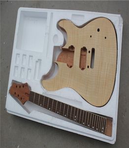 Factory Electric Guitar KitParts with Flame Maple TopMahogany Body and NeckRosewood FretboardOffer Customized8945586