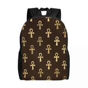 バックパックエジプトAnkhパターン旅行女性男性学校ラップトップブックバッグエジプト象形文字シンボルカレッジデイパックバッグ