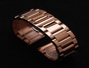 Watchbänder 18mm 20 mm 21mm 22 mm 24 mm poliertes Metall Men039s Uhrengurt Armband Roségold Fashion Uhrenzubehör Promotion 24331189