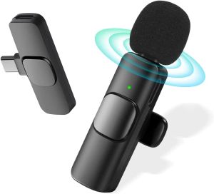 Microfone Wireless Aufnahme von LaVel Lavalier -Mikrofon -Plug -and -Play -Clip -Wireless -Mikrofon für Live -Stream -Vlogger -Interview Tiktok Zoom