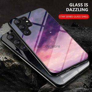 Cell Phone Cases Slim Starry Sky Tempered Glass For Samsung Galaxy S23 Ultra S24 S22 Plus S21 S20 Note 20 Hard Back Cover Q240408