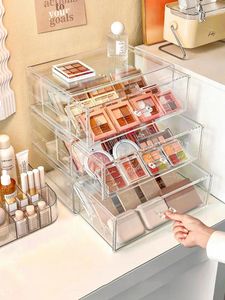 Storage Boxes Eyeshadow Tray Box For Women Acrylic Cosmetics Powder Cake Makeup Lipstick Rack Organizer