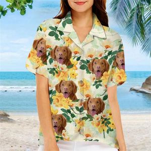 Mäns casual skjortor godis cane pepparkakor mönster män hawaiian skjorta sommar coola kvinnor barn hund ansikte kort ärm toppar semester gåva