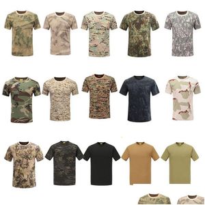 Tactical T-Shirts Shooting T Shirt Battle Dress Uniform Bdu Army Combat Clothing Cotton Camouflage Outdoor Woodland Hunting T-Shirt N Dhxpy