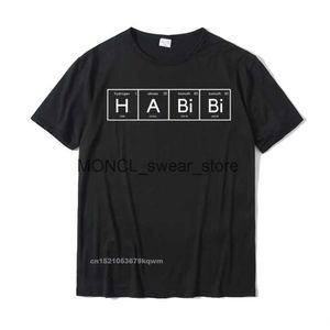 Men's T-Shirts Habibi Funny Arabic Lebanon Word Periodic Table T-shirt Mens Designer Simple Style Top and Cotton H240408