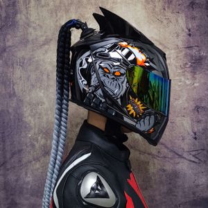 Motocicleta face completa lente dupla fashion release rápida capacete de capacete aprovado