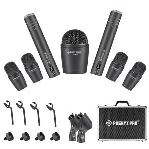 Микрофоны фениккс Pro 7PEECE DRUMENTION MICROPHONE ALL METATE METAL -проводной микрофон прибор для басов/Tom/Snare/Hihat Cymbals